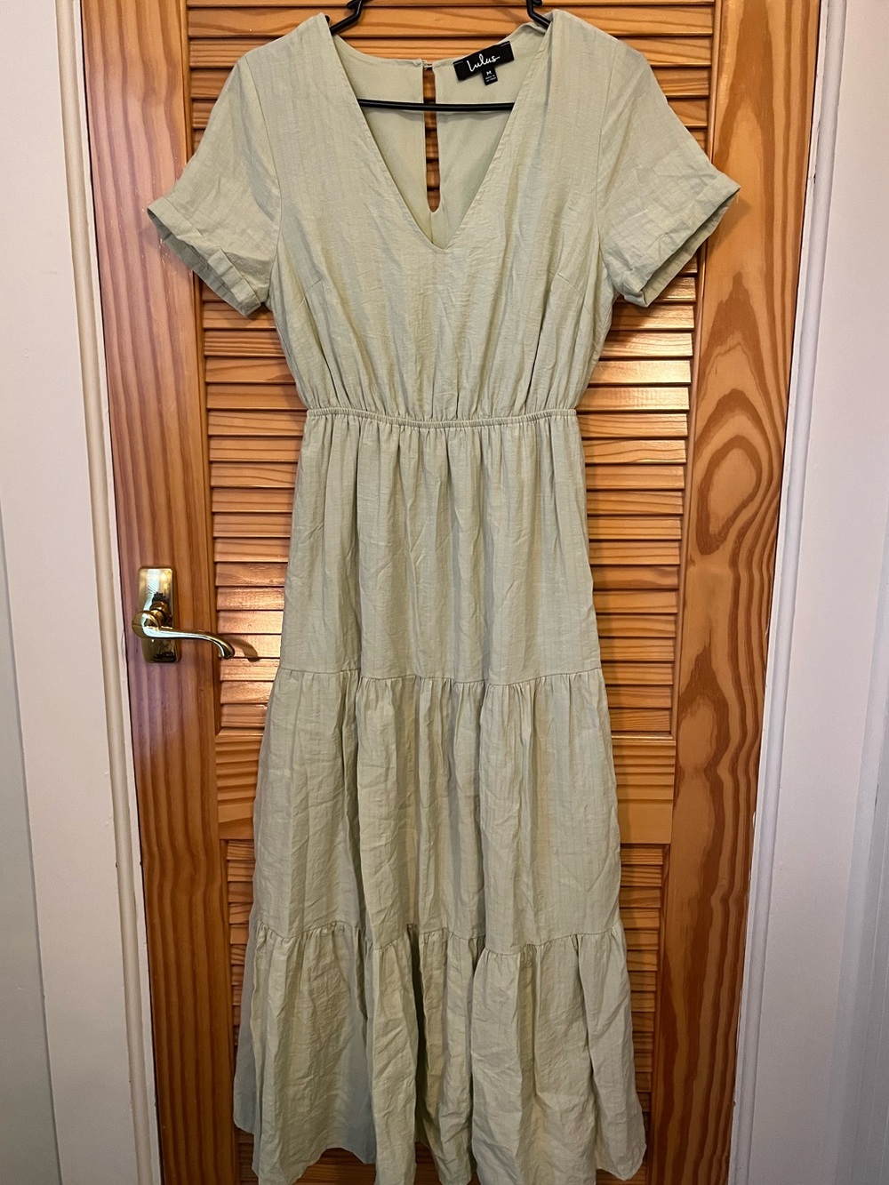 Lulus Light Sage V-Neck Tiered Maxi Dress